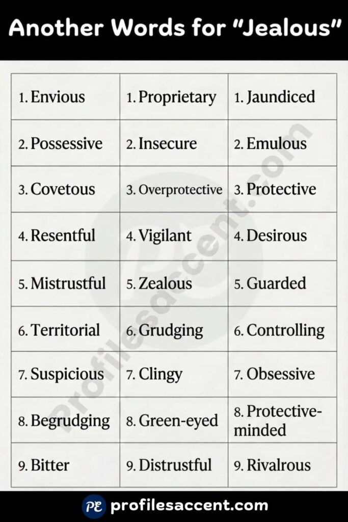 Another Word for Jealous: Quick 20+ Synonym Table