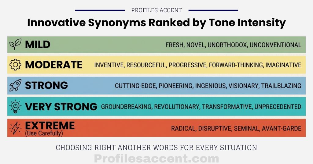 Innovative Synonyms Ranked by Tone Intensity