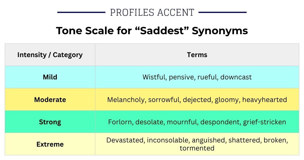How Strong Is the Sadness? A Scale of Saddest Synonyms