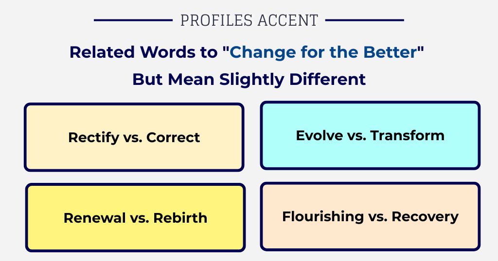 Related Words to "Change for the Better" and How They Differ