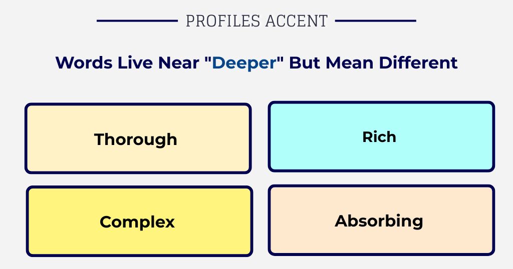 Words That Live Near Deeper But Mean Something Different
