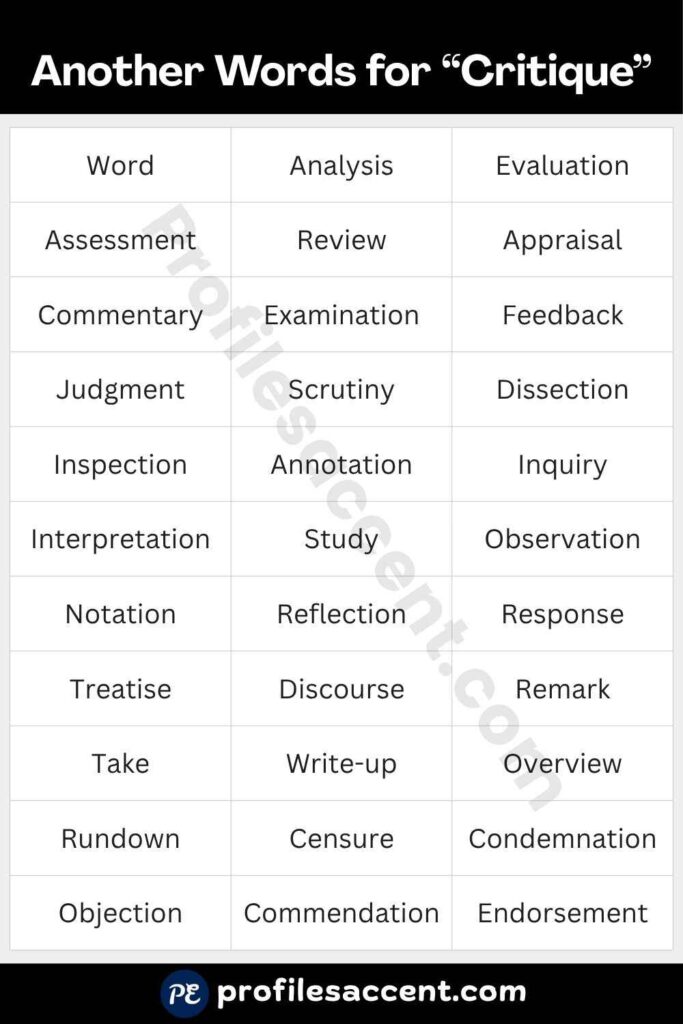 45+ Synonyms for Critique: Quick Table